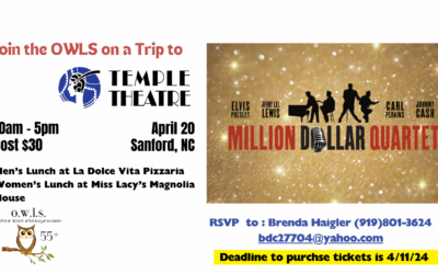 OWLS April Trip – Million Dollar Quartet @ Temple Theater, Sanford NC