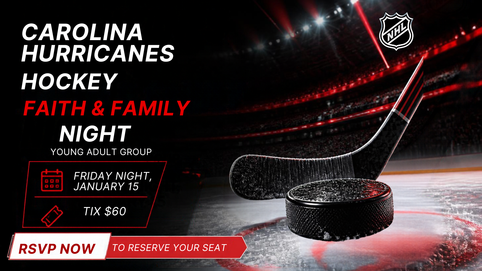 Hockey Faith and Family Night graphic (1920 x 1080 px)